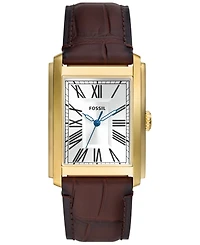 Fossil Men's Carraway Three-Hand Brown Leather Watch, 30mm