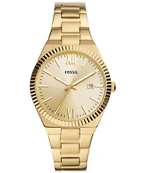 Fossil Women's Scarlette Three-Hand Date Gold-Tone Stainless Steel Watch, 38mm