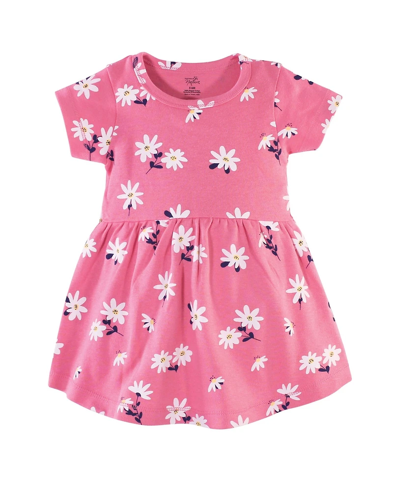 Hudson Baby Baby Girls Hudson Cotton Short-Sleeve Dresses 2pk, Pink Daisy