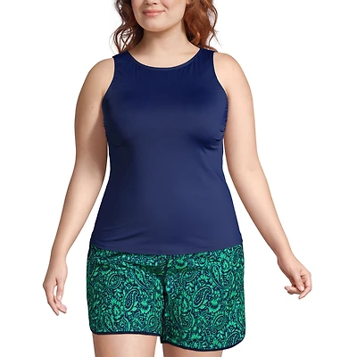 Lands' End Women's Dd-Cup High Neck Upf 50 Modest Tankini Swimsuit Top