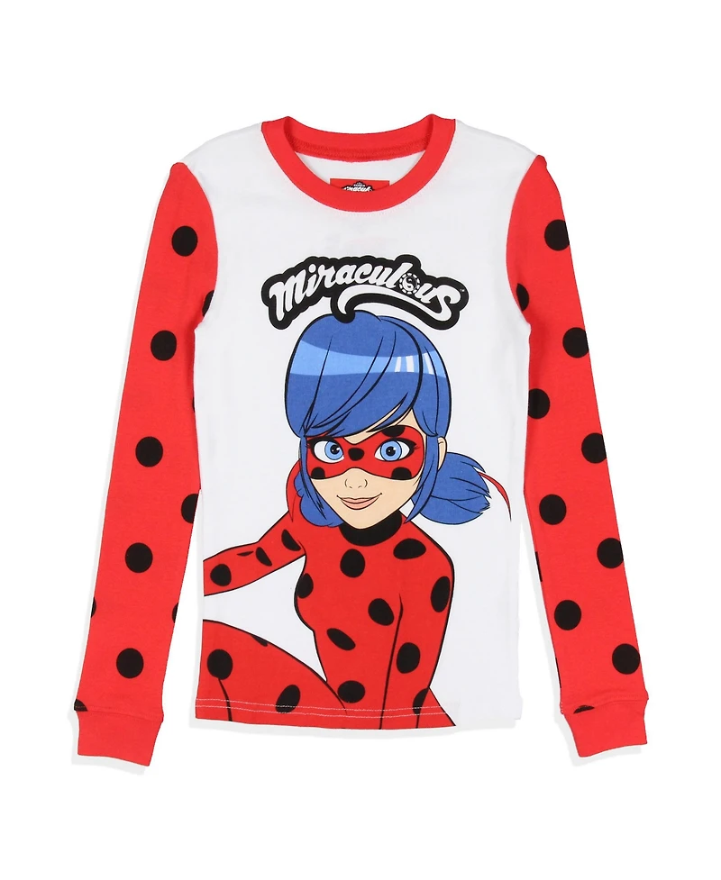 Miraculous Tales Of Ladybug Little Girls Miraculous: Tales of Ladybug & Cat Noir Tight Fit Character Cartoon Sleep Pajama Set