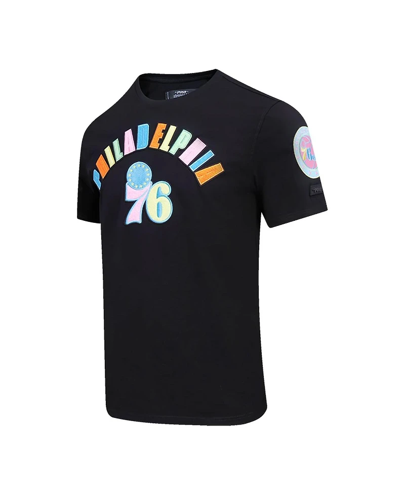 Men's Pro Standard Black Philadelphia 76ers Washed Neon T-shirt