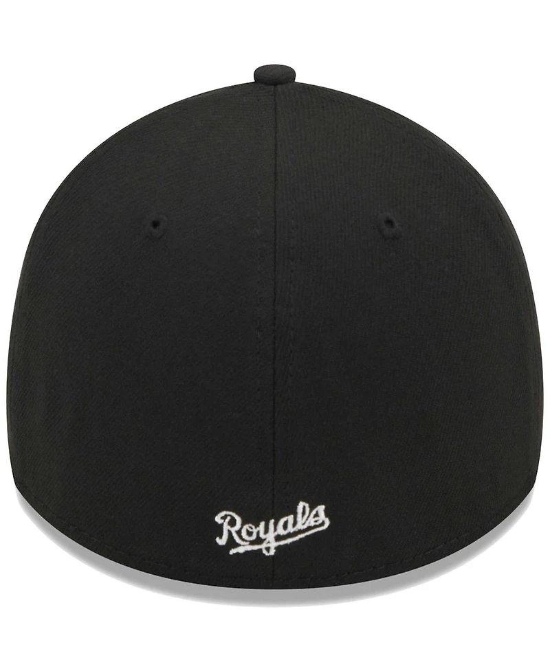 Men's New Era Black Kansas City Royals Logo 39THIRTY Flex Hat