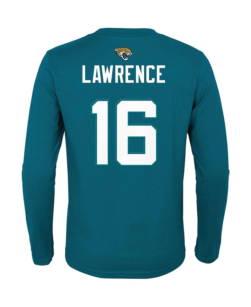 Big Boys Trevor Lawrence Teal Jacksonville Jaguars Mainliner Player Name and Number Long Sleeve T-shirt