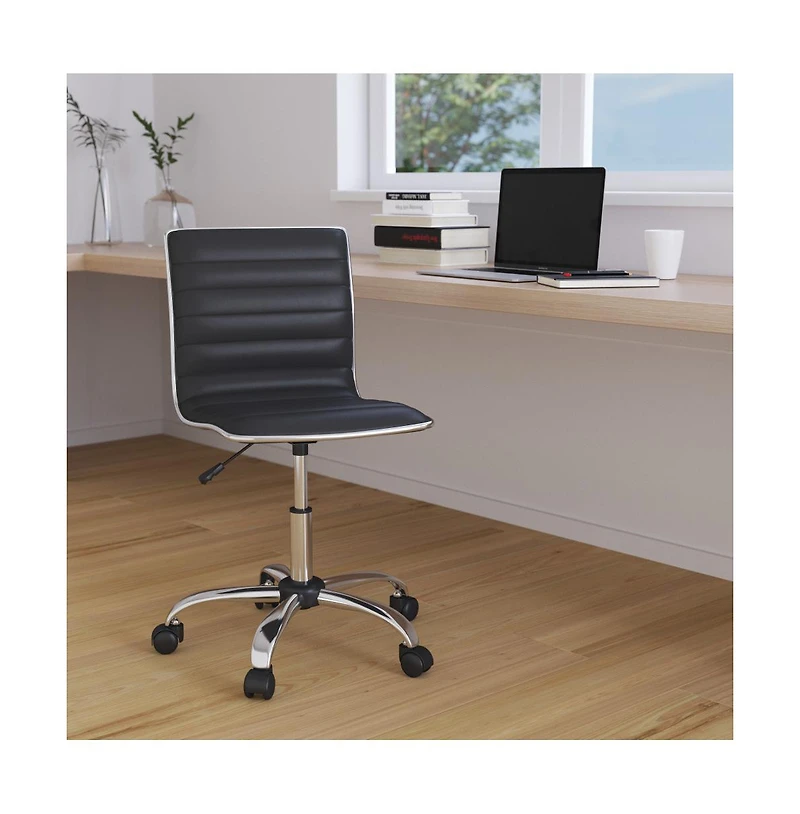 Merrick Lane Amelie Home Office Chair Ergonomic Executive Ribbed Low Back Armless Computer Desk - Base, Frame & Border