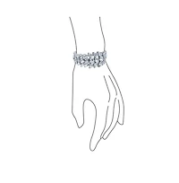 Bling Jewelry Elegant Multi Row Cubic Zirconia Graduated Cluster Teardrop Cz Wide Statement Bracelet Rhodium Plated