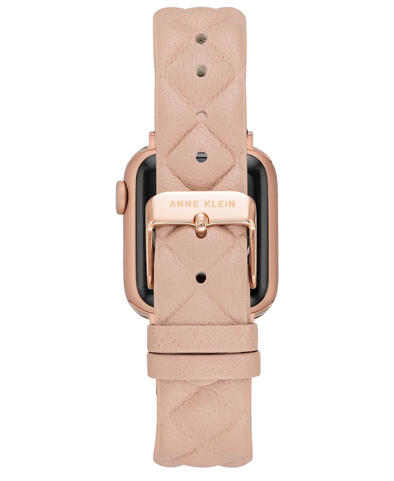 Anne Klein Women's Blush Pink Quilted Genuine Leather Band designed for Apple Watch 42mm (Series 1-3 only) & 44/45/46/49mm (Ultra & Ultra 2)