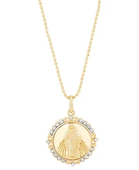 Diamond Mary Pendant Necklace (1/10 ct. t.w.) in 14k Gold-Plated Sterling Silver, 16" + 4" extender