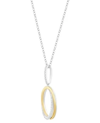Diamond Interlocking Oval Pendant Necklace (1/4 ct. t.w.) in Sterling Silver & 14k Gold-Plate, 16" + 4" extender