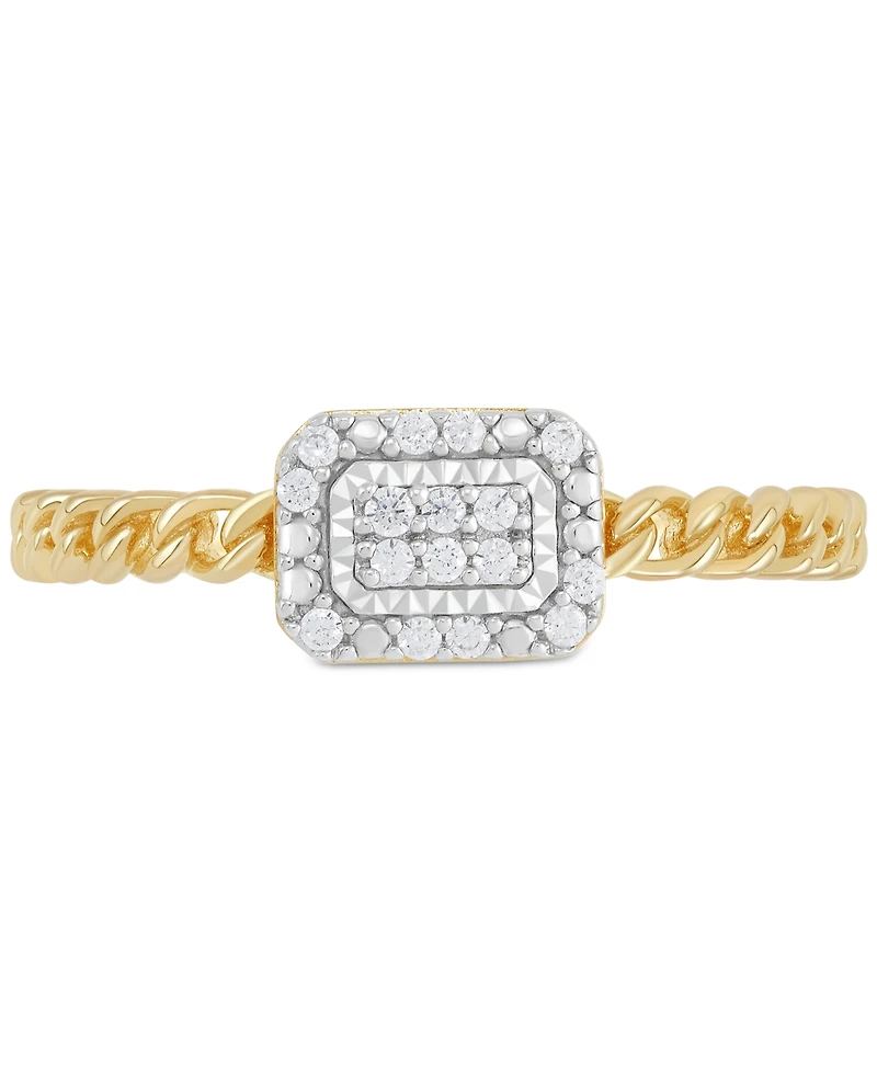 Diamond Cluster Rope Style Ring (1/10 ct. t.w.) in 14k Gold-Plated Sterling Silver
