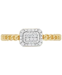 Diamond Cluster Rope Style Ring (1/10 ct. t.w.) in 14k Gold-Plated Sterling Silver