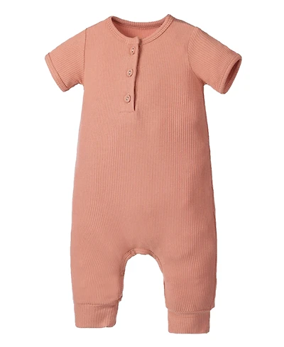 Earth Baby Outfitters Baby Boys Rayon from Bamboo Ribbed Henley Romper