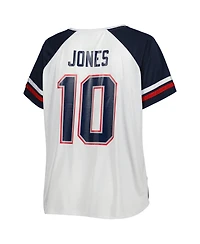 Women's Mac Jones White New England Patriots Plus Notch Neck T-shirt