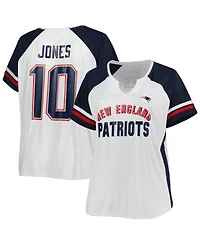 Women's Mac Jones White New England Patriots Plus Notch Neck T-shirt