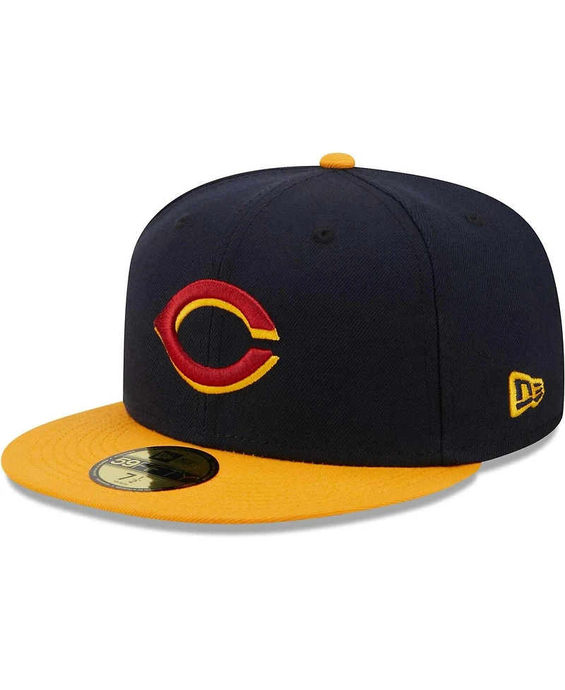 Men's New Era Navy, Gold Cincinnati Reds Primary Logo 59FIFTY Fitted Hat