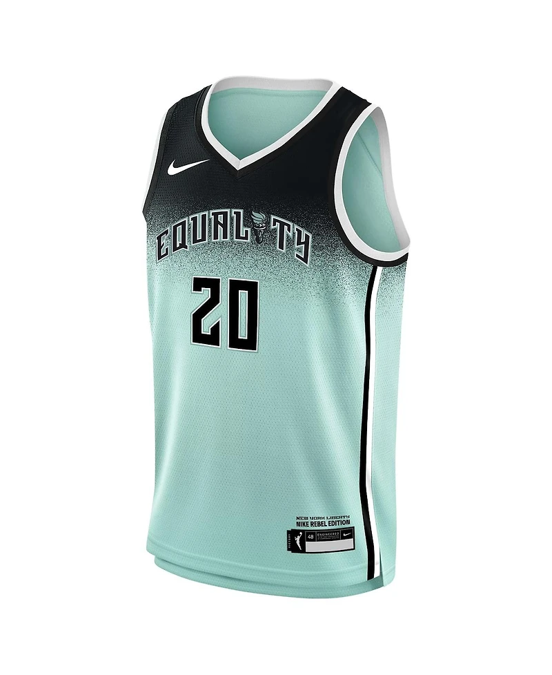 Big Boys and Girls Nike Sabrina Ionescu Mint New York Liberty 2023 Rebel Edition Victory Player Jersey
