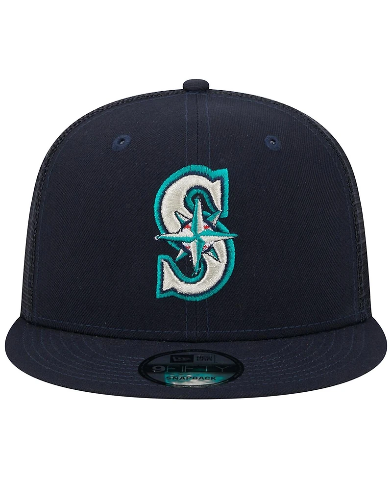 Men's New Era Navy Seattle Mariners Team Color Trucker 9FIFTY Snapback Hat