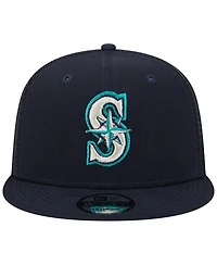 Men's New Era Navy Seattle Mariners Team Color Trucker 9FIFTY Snapback Hat