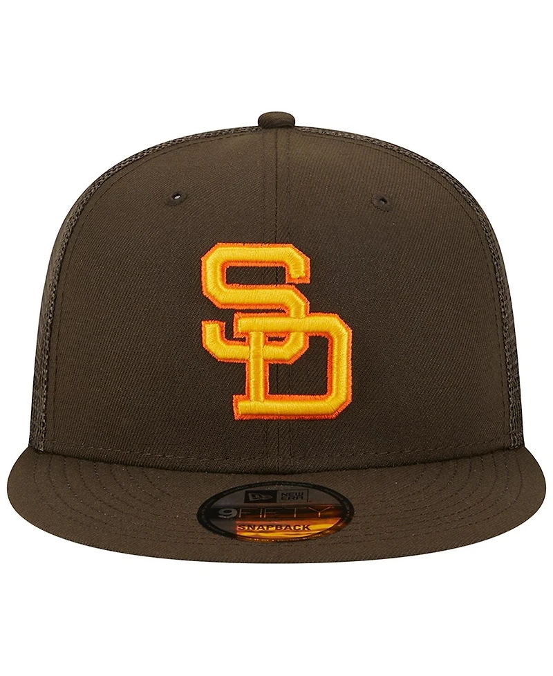Men's New Era Brown San Diego Padres Cooperstown Collection Team Color Trucker 9FIFTY Snapback Hat