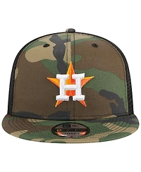 Men's New Era Camo Houston Astros Woodland Camo Trucker 9FIFTY Snapback Hat