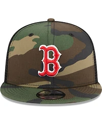 Men's New Era Camo Boston Red Sox Woodland Camo Trucker 9FIFTY Snapback Hat