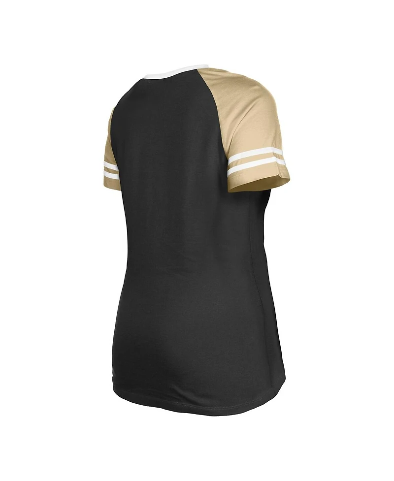 Women's New Era Black New Orleans Saints Raglan Lace-Up T-shirt