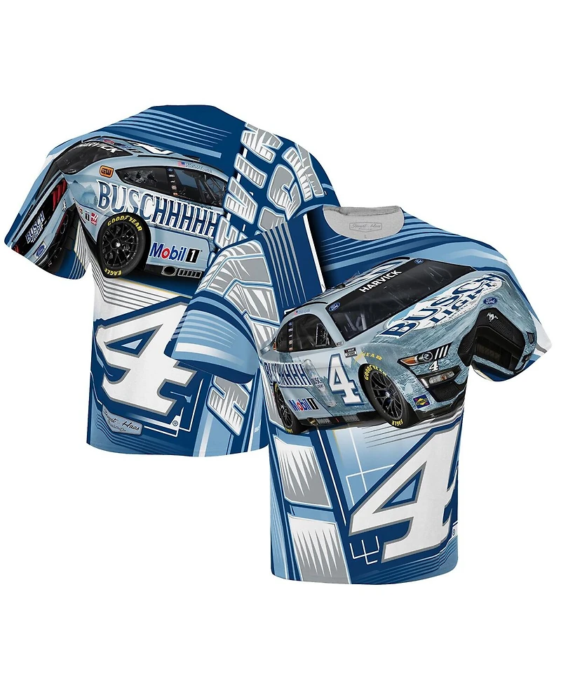 Men's Stewart-Haas Racing Team Collection White Kevin Harvick Busch Light Sublimated Dynamic Total Print T-shirt