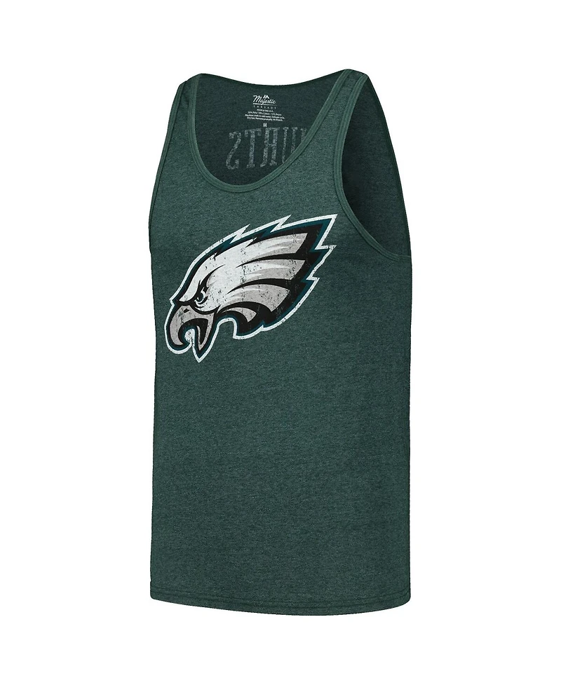 Men's Majestic Threads Jalen Hurts Midnight Green Philadelphia Eagles Player Name and Number Tri-Blend Tank Top