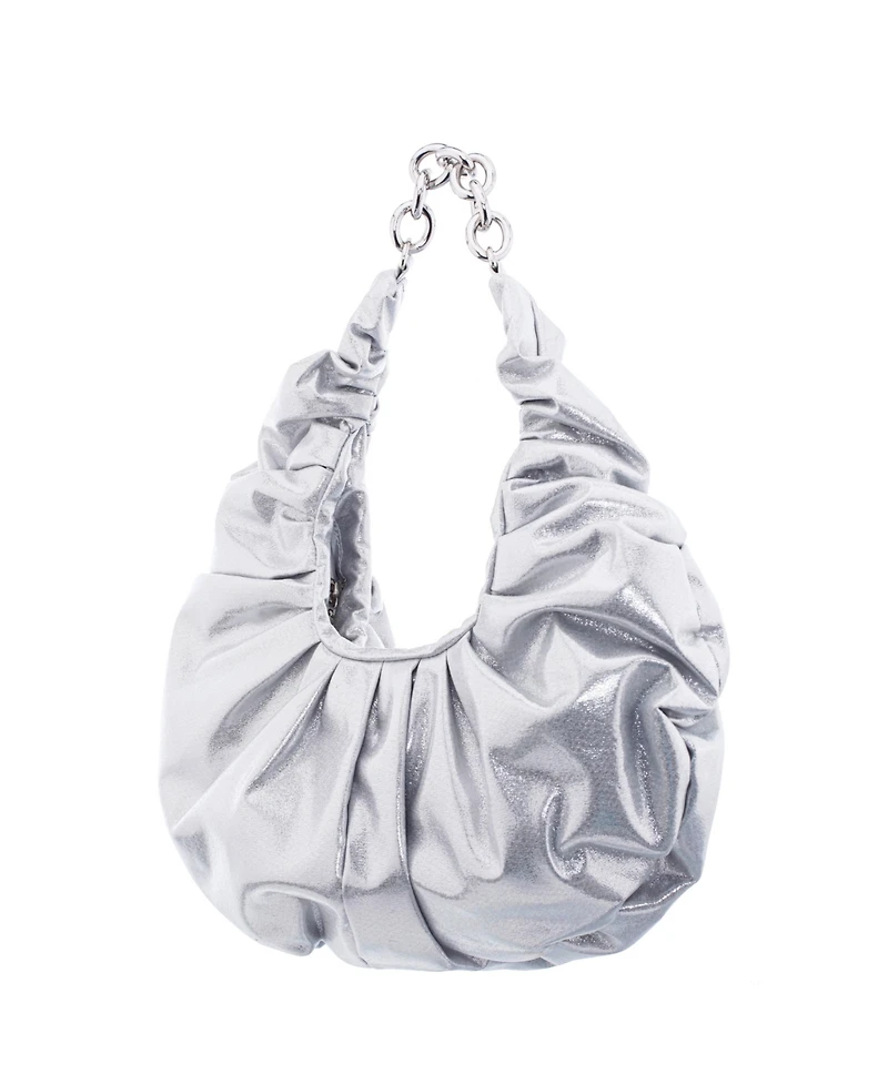 Nina Ruched Metallic Hobo