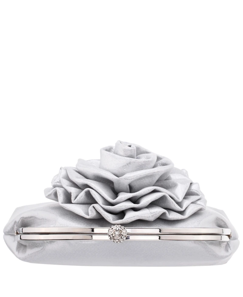 Nina Flower Embellished Frame Crossbody Clutch