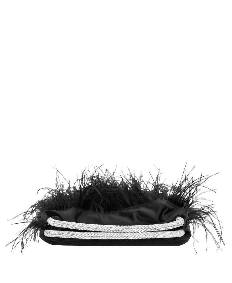 Nina Crystal Handle Feather Pouch