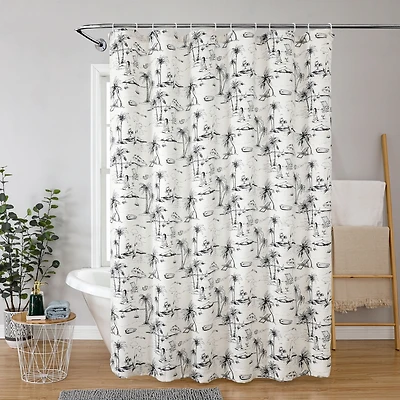 Kate Aurora Maui Tropical Living Sailboats Woven Jacquard Fabric Shower Curtain - 72 in. Wide x 72 in. Long