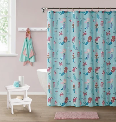 Kate Aurora Kate Aurora Complete 5 Piece Juvi Mermaid Themed Fabric Shower Curtain Bathroom Set