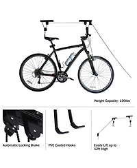 Bike Hanger - Overhead Hoist Pulley System with 100lb Capacity for Bicycles or Ladders - Secure Garage Ceiling Storage by Rad Cycle