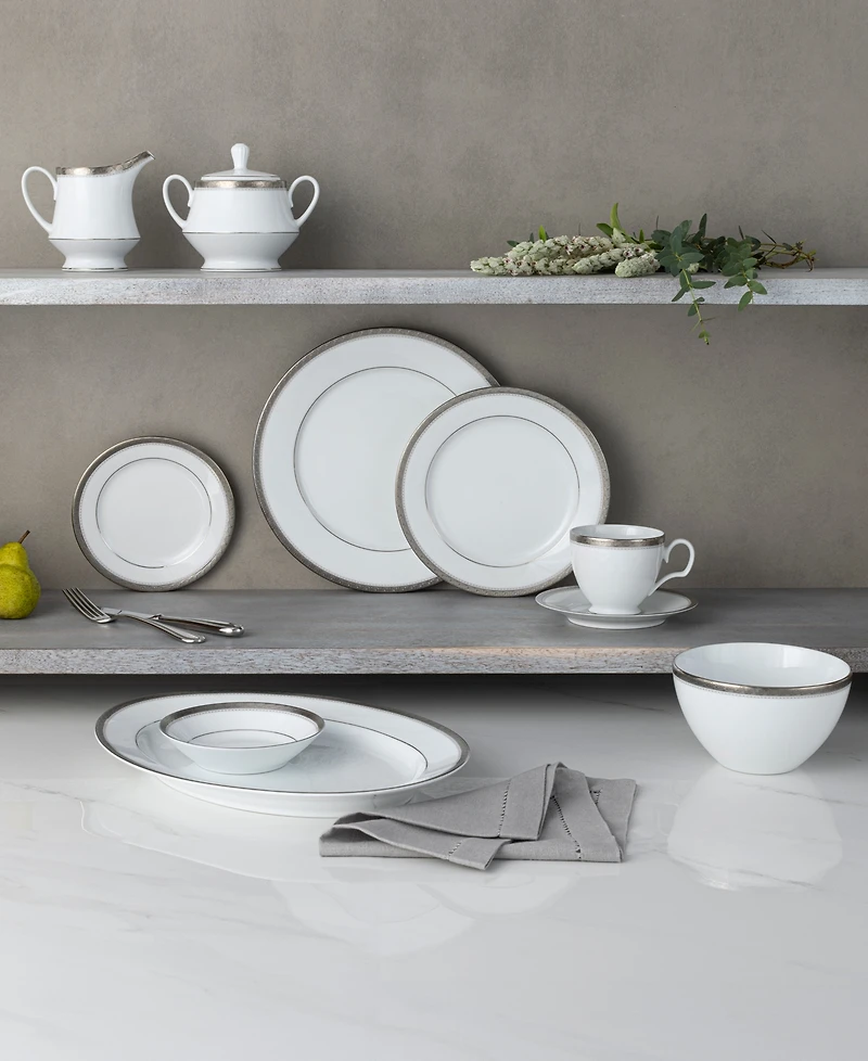 Noritake Charlotta Platinum 4 Piece 9" Rim Soup Bowls Set, 27 oz, Service for 4