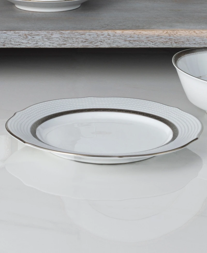 Noritake Charlotta Platinum 4 Piece 9'' Scalloped Accent Plates Set, Service for 4