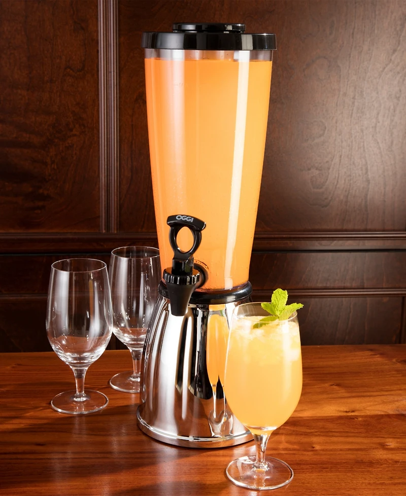 Oggi 3 Quart Beverage Dispenser with Ice Tube Ez-Pour Spigot