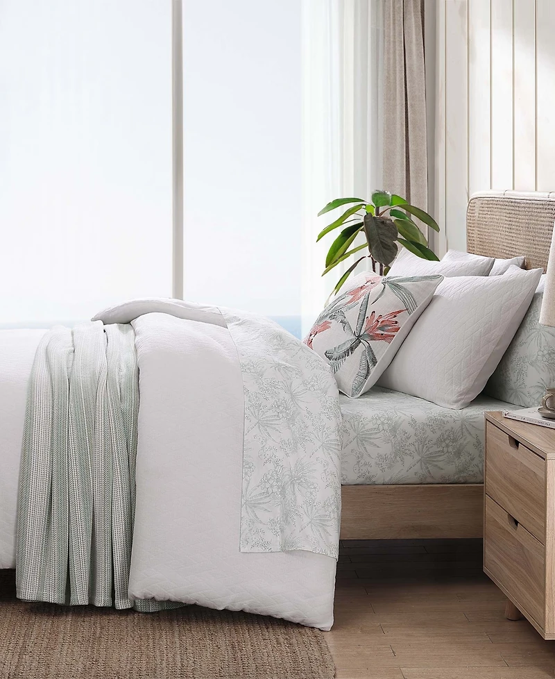 Closeout! Tommy Bahama Home Wicker Woven Solid 3 Piece Duvet Cover Set, Full/Queen