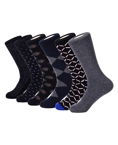 Mio Marino Men's Astral Nightfall Dress Crew Socks 6 Pack