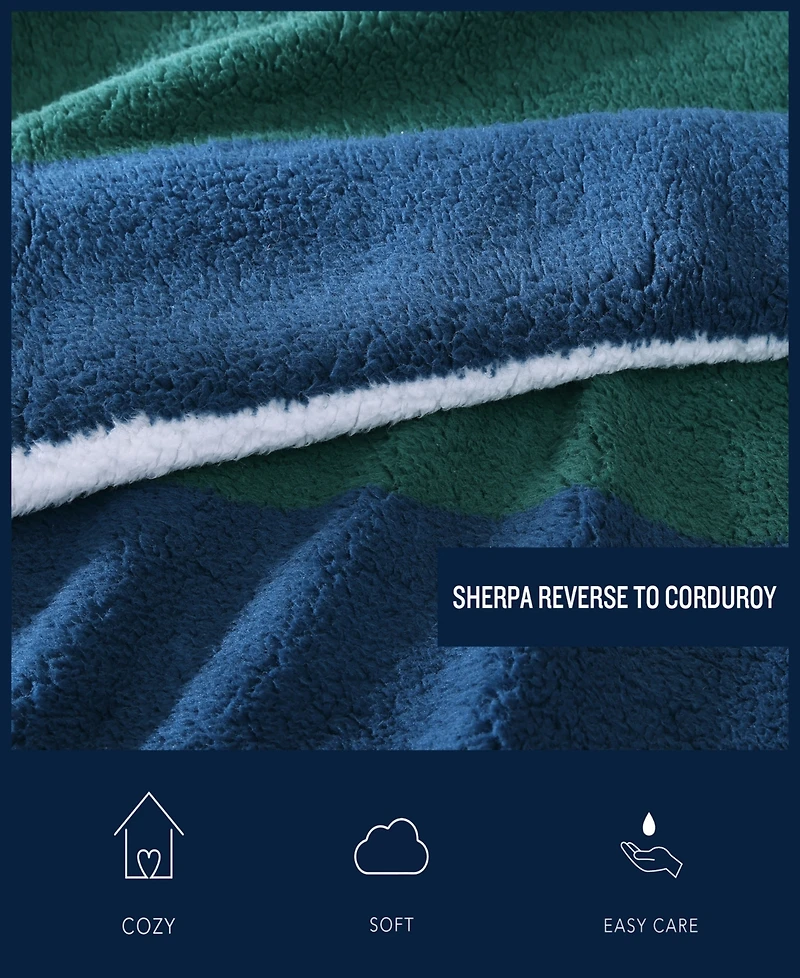 Nautica Wilton Sherpa Striped Throw, 60" X 50"