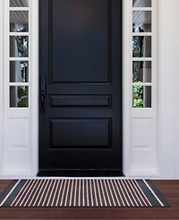 Nautica Polyvinyl Chloride Loop Utility Indoor or Outdoor Striped Mat, 17.5" x 48"