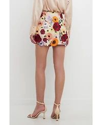 endless rose Women's Floral Embroidered Mini Skirt