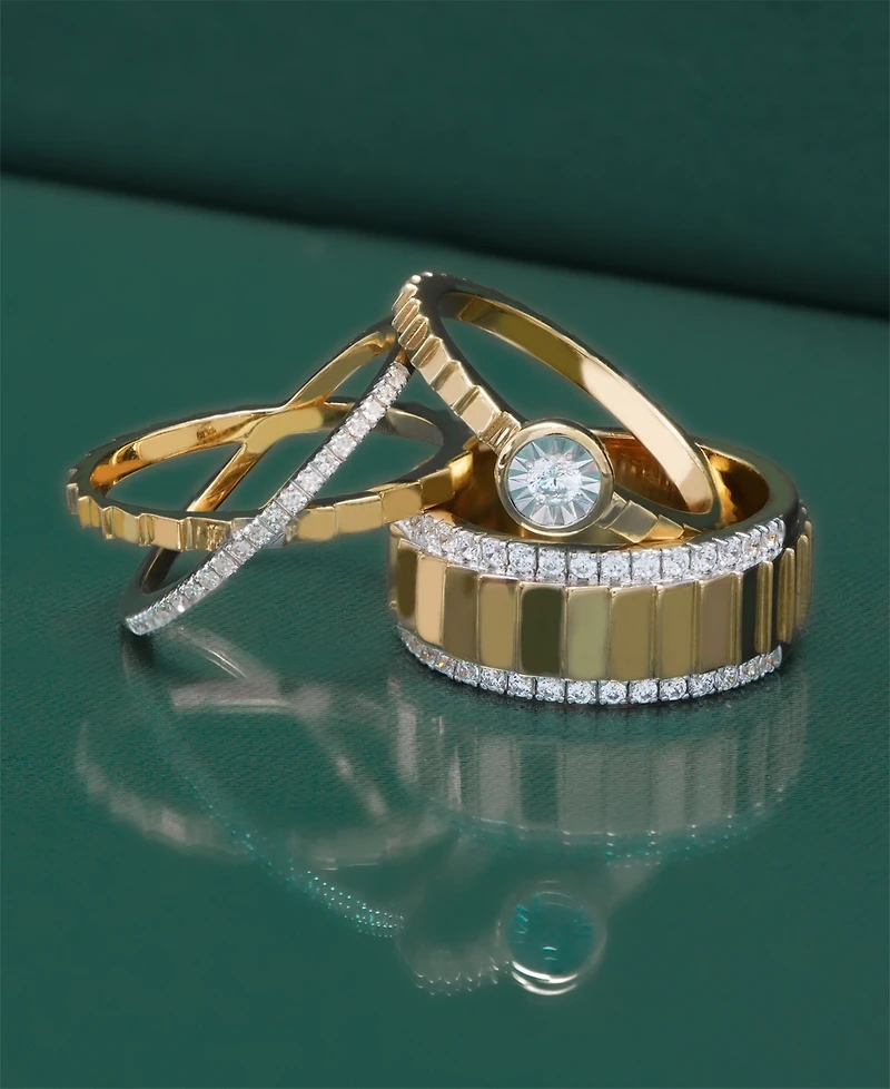 Audrey by Aurate Diamond Miracle-Plate Textured Ring (1/10 ct. t.w.) Gold Vermeil, Created for Macy's