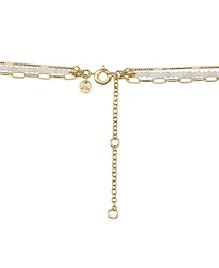 Unwritten Genuine Glass Stone and 14K Gold Plated Layered Necklace Set, 3 Pieces