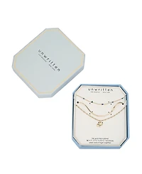 Unwritten 14K Gold Plated Elephant and Blue Enamel Beads Layered Necklace Set, 3 Pieces