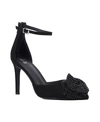 Women's Mandell- Ankle Strap- Flower Decor- Pointy Heels Pump