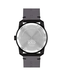 Movado Men's Bold Tr90 Swiss Quartz Black Leather Watch 42mm