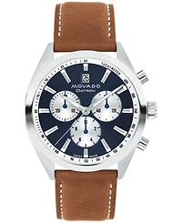 Movado Men's Datron Swiss Quartz Chrono Cognac Leather Watch 40mm