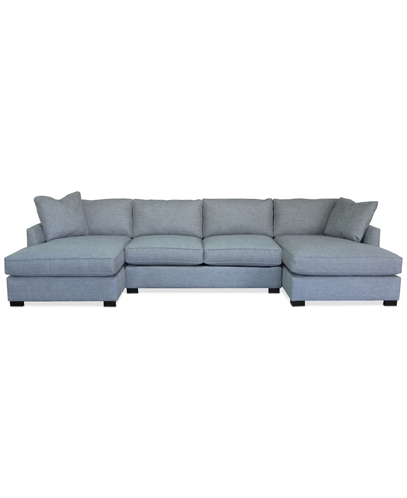 Nightford 146" 3-Pc. Fabric Double Chaise Sectional, Created for Macy's