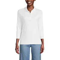 Lands' End Women's 3/4 Sleeve Supima Cotton Polo Shirt